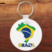 Vlag op de kaart van Brazilië Sleutelhanger (Voorkant)