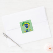 Vlag op de kaart van Brazilië Vierkante Sticker (Envelop)