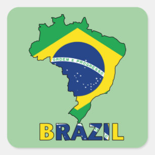 Vlag op de kaart van Brazilië Vierkante Sticker