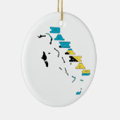Vlag op de kaart van de Bahama's Keramisch Ornament (Rechts)