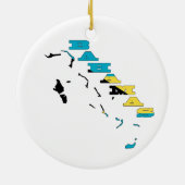 Vlag op de kaart van de Bahama's Keramisch Ornament (Achterkant)