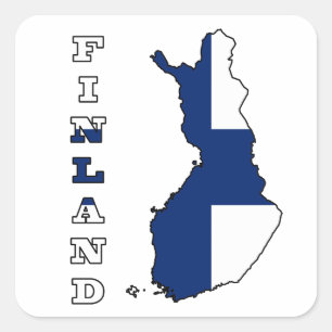 Vlag op de kaart van Finland Vierkante Sticker