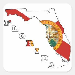Vlag op de kaart van Florida Vierkante Sticker