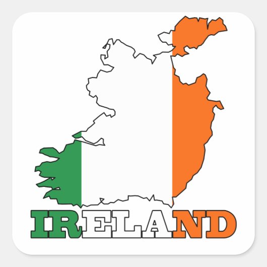 Vlag op de kaart van Ierland Vierkante Sticker (Voorkant)
