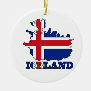 Vlag op de kaart van IJsland Keramisch Ornament