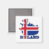 Vlag op de kaart van IJsland Magneet (Voorkant / Achterkant)