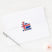 Vlag op de kaart van IJsland Vierkante Sticker (Envelop)