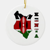 Vlag op de Kaart van Kenia Keramisch Ornament (Voorkant)