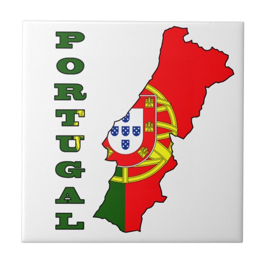 Vlag op de kaart van Portugal Tegeltje (Voorkant)