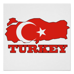 Vlag op de kaart van Turkije Poster