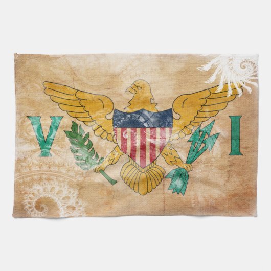 Vlag op de Maagdeneilanden Theedoek (Horizontaal)