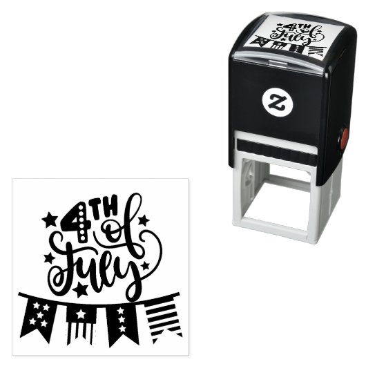 Vlag op de vierde dag van de Onafhankelijkheidsdag Zelfinktende Stempel (In situ)