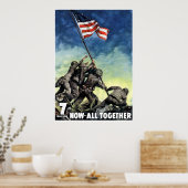Vlag op Iwo Jima - grens Poster (Keuken)