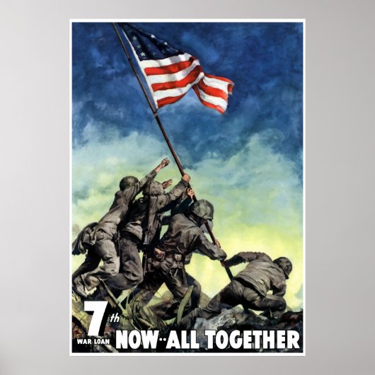 Vlag op Iwo Jima - grens Poster (Voorkant)
