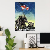 Vlag op Iwo Jima - grens Poster (Thuiskantoor)