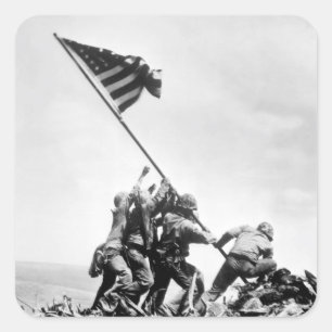 Vlag op Iwo Jima_War Afbeelding Vierkante Sticker