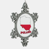 Vlag op kaart van Polen Tin Sneeuwvlok Ornament (Links)