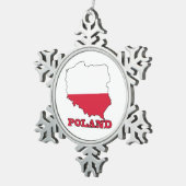Vlag op kaart van Polen Tin Sneeuwvlok Ornament (Rechts)