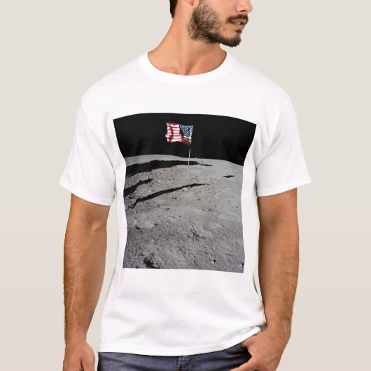 Vlag op Moon, Apollo 11, NASA T-shirt (Voorkant)
