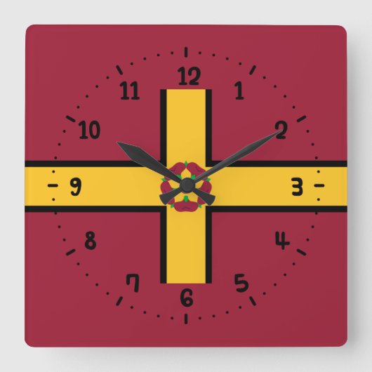Vlag op Northamptonshire Square Wall Clock Vierkante Klok (Voorkant)