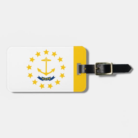 Vlag op Rhode Island - eiland Bagagelabel (Voorkant horizontaal)