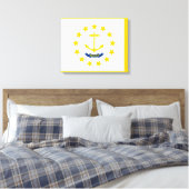 Vlag op Rhode Island - eiland Canvas Afdruk (Insitu (Slaapkamer))