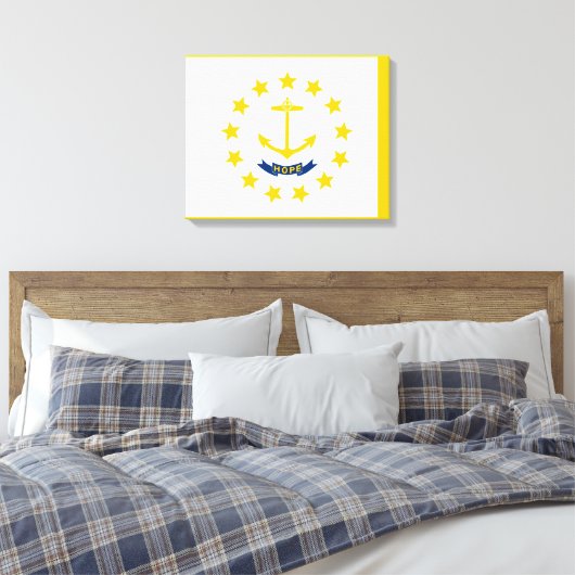 Vlag op Rhode Island - eiland Canvas Afdruk (Insitu (Slaapkamer))