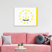 Vlag op Rhode Island - eiland Canvas Afdruk (Insitu (Woonkamer))