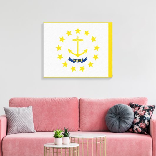 Vlag op Rhode Island - eiland Canvas Afdruk (Insitu (Woonkamer))