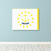 Vlag op Rhode Island - eiland Canvas Afdruk (Insitu (Houten vloer))