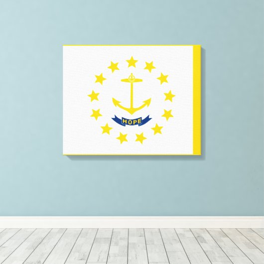 Vlag op Rhode Island - eiland Canvas Afdruk (Insitu (Houten vloer))