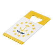 Vlag op Rhode Island - eiland Creditkaart Flessenopener (Voorkant Gekanteld)