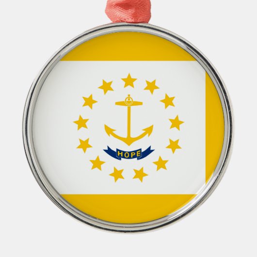 Vlag op Rhode Island - eiland Metalen Ornament (Voorkant)