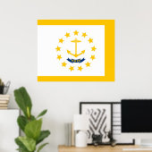 Vlag op Rhode Island - eiland Poster (Thuiskantoor)