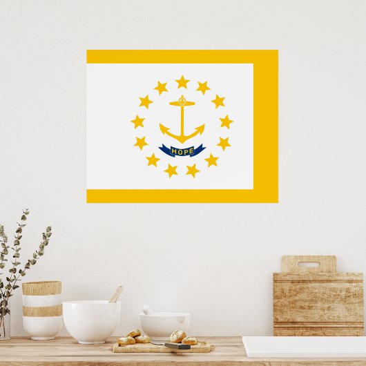 Vlag op Rhode Island - eiland Poster (Keuken)