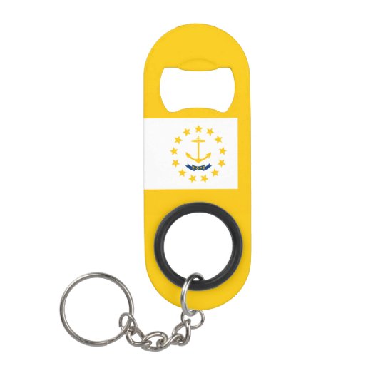 Vlag op Rhode Island - eiland Sleutelhanger Flessenopener (Voorkant)