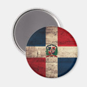 Vlag oude Wooden Dominicaanse Republiek Magneet (Voorkant / Achterkant)