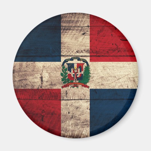 Vlag oude Wooden Dominicaanse Republiek Magneet (Voorkant)