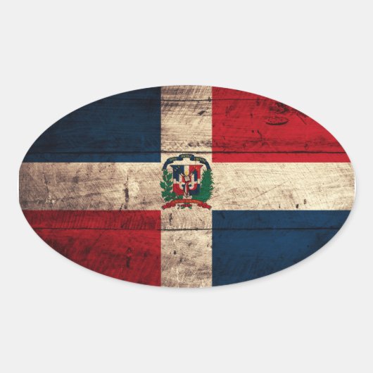 Vlag oude Wooden Dominicaanse Republiek Ovale Sticker (Voorkant)