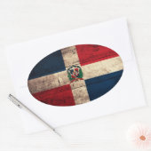 Vlag oude Wooden Dominicaanse Republiek Ovale Sticker (Envelop)