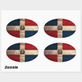 Vlag oude Wooden Dominicaanse Republiek Ovale Sticker (Vel)