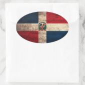 Vlag oude Wooden Dominicaanse Republiek Ovale Sticker (Tas)