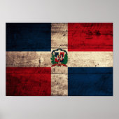 Vlag oude Wooden Dominicaanse Republiek Poster (Voorkant)