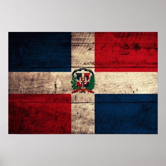Vlag oude Wooden Dominicaanse Republiek Poster (Voorkant)