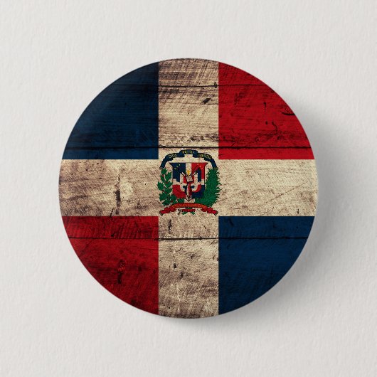 Vlag oude Wooden Dominicaanse Republiek Ronde Button 5,7 Cm (Voorkant)