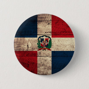 Vlag oude Wooden Dominicaanse Republiek Ronde Button 5,7 Cm