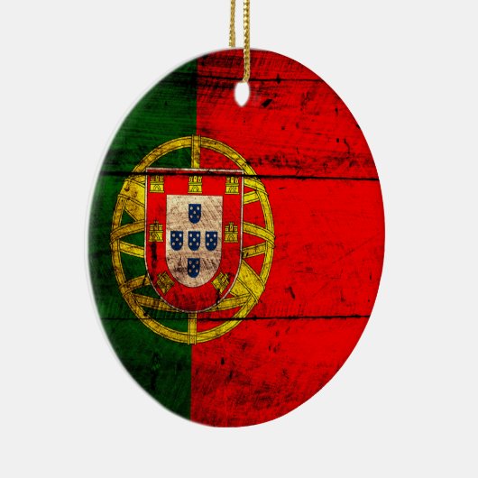 Vlag oude Wooden Portugal Keramisch Ornament (Rechts)