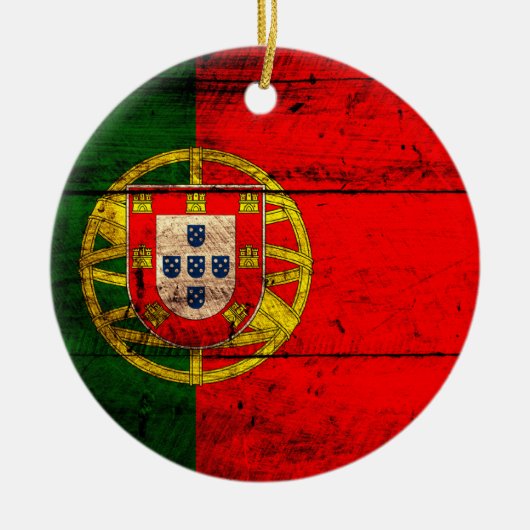 Vlag oude Wooden Portugal Keramisch Ornament (Voorkant)