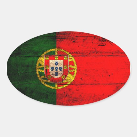 Vlag oude Wooden Portugal Ovale Sticker (Voorkant)