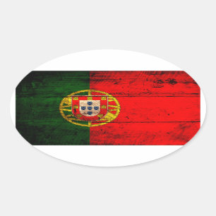 Vlag oude Wooden Portugal Ovale Sticker